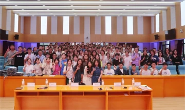 Group photo taken at orientation for University of Arizona BA in Law students at Ocean University in Qingdao, China (2023).